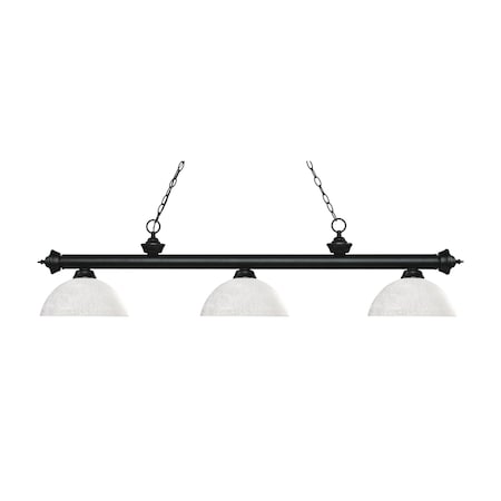 Z-Lite Riviera 3 Light Billiard Light, Matte Black & White Linen 200-3MB-DWL14